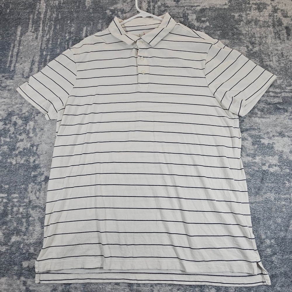 J Crew Oarsman Sueded Jersey Polo Shirt Mens XL White Stripe Classic Fit